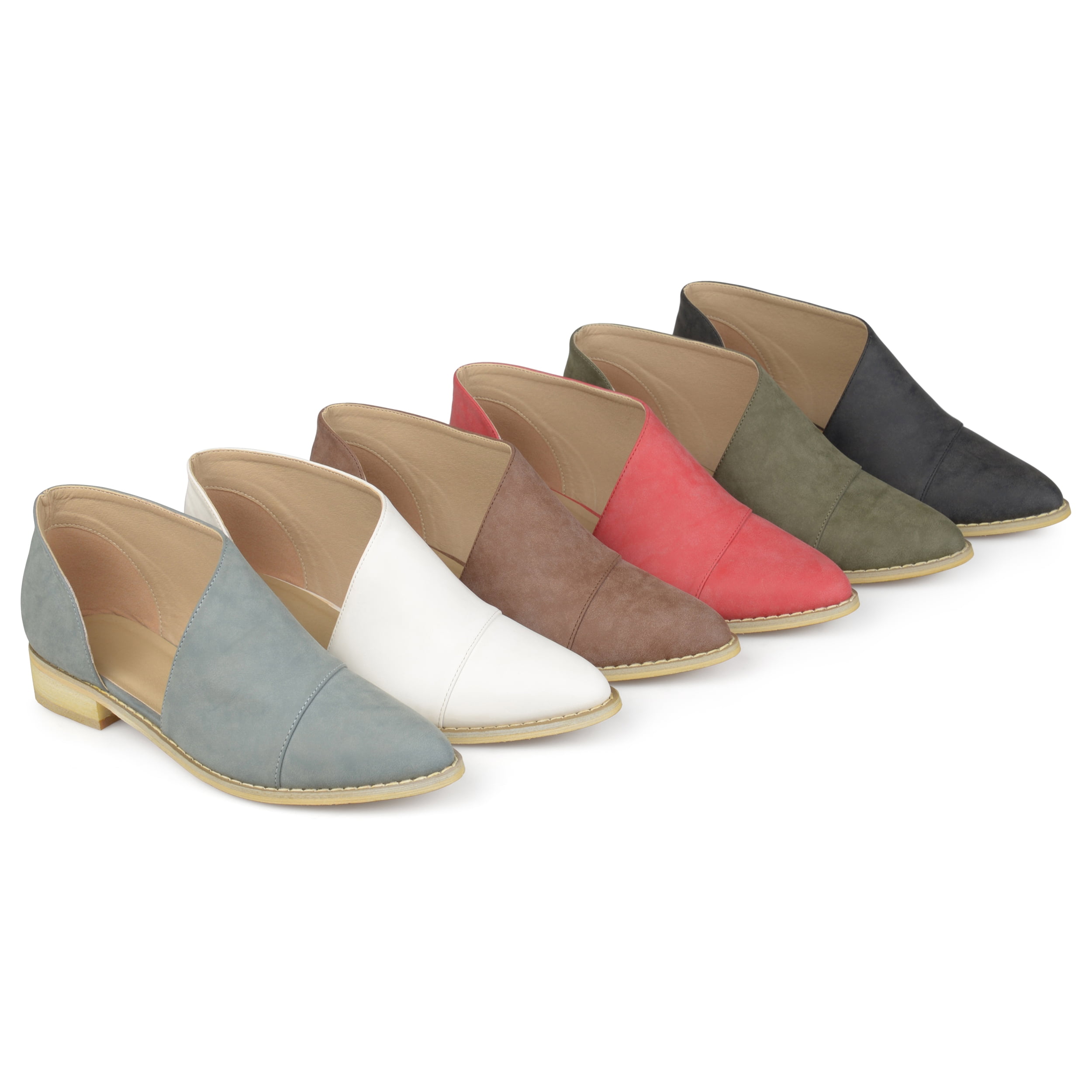 Brinley Co. Women's Faux Leather Almond Toe D'orsay Flats