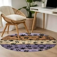 thumbnail image 5 of Purple Dog Paws 3ft Round Rug, Farmhouse Vintage Modern Purple Brown Wood Non-Skid Rubber Backing Large Area Rugs - Living Room Bedroom Home Office, Indoor Floor Mat Carpets Washable Rug, 5 of 9