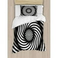 thumbnail image 3 of Spires Decor Queen Size Duvet Cover Set, Minimalist Hypnotic Vortex Curve in a Twisted Geometric Progression Theme, Decorative 3 Piece Bedding Set with 2 Pillow Shams, Black White, by Ambesonne, 3 of 3