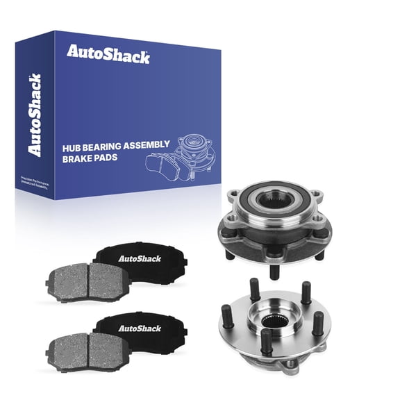 AutoShack Front Ceramic Brake Pads   Wheel Hub Bearing Assemblies with ABS Replacement for 2019-2025 Mazda CX-5 6-PC Kit
