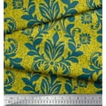 thumbnail image 2 of Soimoi Yellow Velvet Fabric Vector Design Damask Printed Craft Fabric by the Yard 60 Inch Wide, 2 of 3