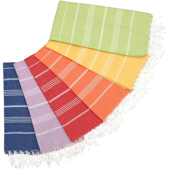 SEYATPOOL Turkish Beach Towels Set of 6 | 100% Soft Turkish Cotton | Design for Beach, Pool, Bathrooms, Gym, Yoga,Picnic | Sand Free, Fast-Drying, Lightweight, Easy to Pack, Oversized 39"x 71"