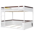 thumbnail image 5 of Newest Queen Size Wooden Bunk Bed with Built-in Shelves,Storage Box,LED Light , USB Charging Station,White, 5 of 9
