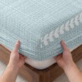 thumbnail image 3 of Twin Sze Fitted Sheet Set - Coastal Blue 2 Piece Bedding Sets 16" Deep Pocket Fitted Sheet with 1 Pillowcase, Modern Bohemia Simple Plants Lines Pattern Brushed Microfiber Hotel Luxury Bed Sheets, 3 of 9