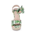 thumbnail image 5 of BLISSFUL STEP Women's Shoes Floral Printed Bow Tie Platform Slingback Espadrille Wedge Sandals Green 9, 5 of 7