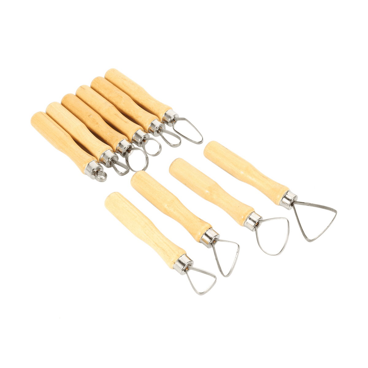 Metal + Wood Thick Handle Flat Wire Cutter Clay Pottery Sculpting Tool Set Pack of 40
