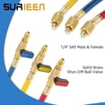 thumbnail image 2 of R134A R410A R22 R12 Refrigeration Charging Hose Set with Ball Valve, 1/4" SAE Thread AC HVAC Manifold Gauge Hose Kit, Low Loss Refrigerant Hoses with Ball Valves, 3pcs Color Coded Hoses 9.8‘’, 2 of 5