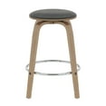 thumbnail image 4 of LeisureMod Counter Stool Upholstered in Leather with Stained Poplar Wood Frame and Chrome Iron Footrest with 360-Degree Swivel for Modern Home, Kitchen, Bars, Cafes Pelya Collection in Black, 4 of 9