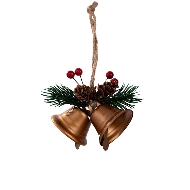 Christmas Tree Decorations Iron Small Colorful Bells Pendant with Red Gold White Accents 5.1 in Height for Holiday Home or Tree Display