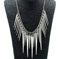 thumbnail image 4 of Grandest Birch Women's Multilayer Spike Rivet Tassels Chain Bib Statement Necklace Punk Alloy Gold, 4 of 5