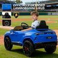 thumbnail image 3 of Rock Wheels Licensed Lamborghini URUS Ride On Truck Car Toy, 12V Battery Powered Electric 4 Wheels Kids Toys w/ Parent Remote Control, Foot Pedal, Music, Aux, LED Headlights, 2 Speeds (Blue), 3 of 9
