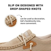 Apakowa Kids Boys Girls Slip-On Casual Loafers Walking Shoes Comfortable & Lightweight (Color : Beige, Size : 5 Big Kid)