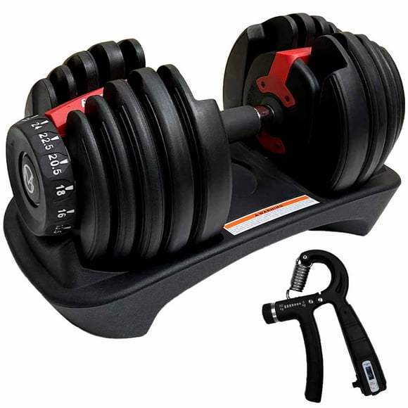 MotionGrey Adjustable Dumbbell Set, 5 to 52.5 lbs, Free High Strength Hand Grip Included, 15 Weight Settings, Anti-Slip Metal Handle - Exercise Dumbbells