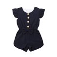 thumbnail image 3 of Baby Girl Summer Romper One Piece Off Shoulder Solid Jumpsuit Outfits Sunsuit, 3 of 5