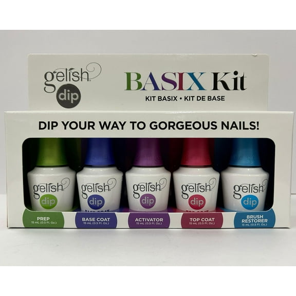 Gelish Dip Basix Kit, Dip Powder Nail Kit with Prep, Base, Activator, Top, Restorer ( 15 mL each )