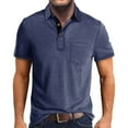 thumbnail image 1 of FhsagQ Men's Shirts Mens Shirts Tops Xl Comfortsoft Male Summer and Spring Solid Color Lapel Short Sleeve Button Neck Striped Oversized Shirt Top Men Shirts Cotton Stretch Super Fit Dark Blue L, 1 of 5