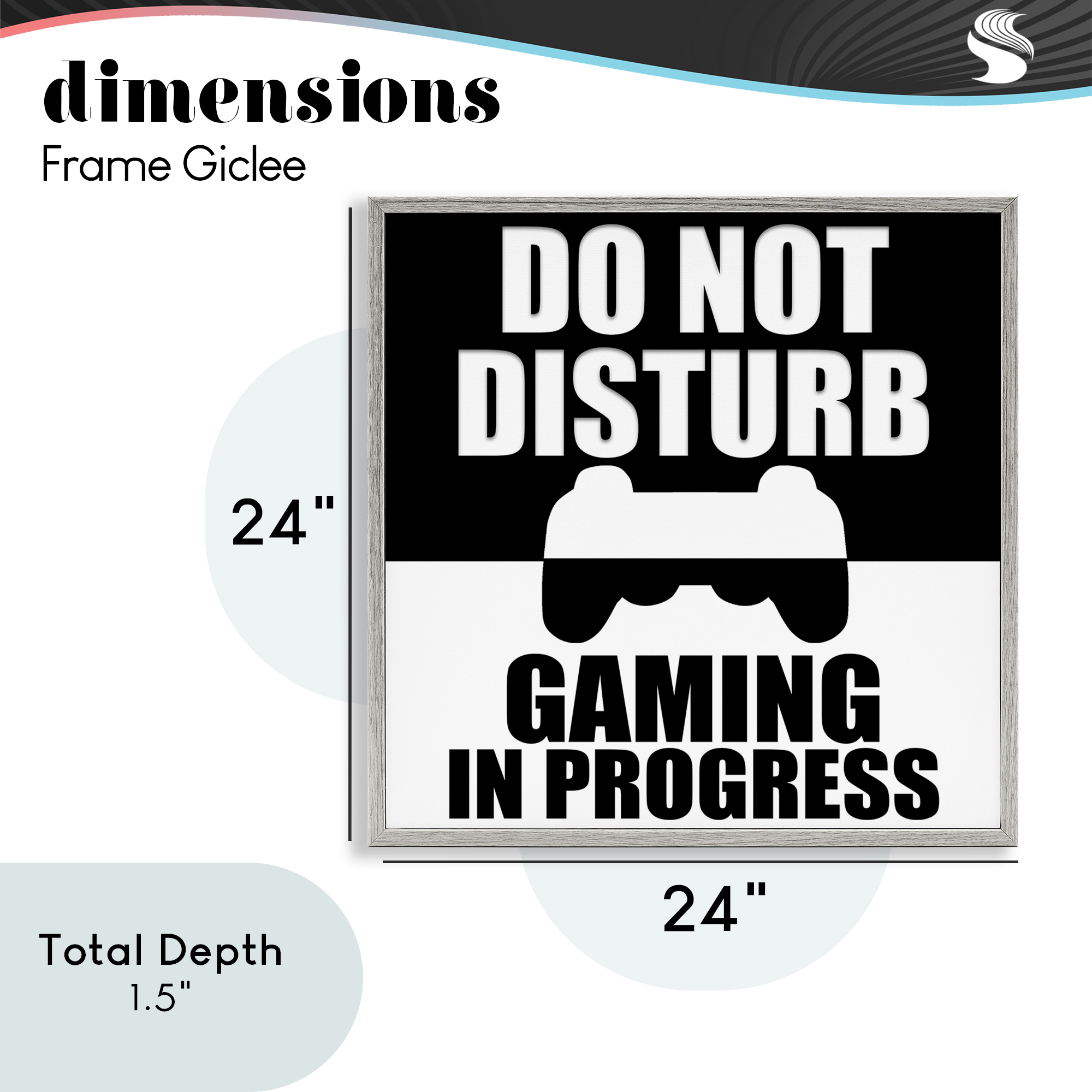 Do Not Disturb Minimal Gamer Gray Framed Giclee Art, design by Kim Allen