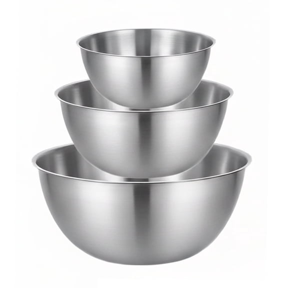 3-Piece Stainless Steel Mixing Bowl Set, Nesting Bowls 0.9/1.3/1.9 QT,Thicker-Gauge, Stackable Nesting – Classic Everyday Set for Baking, Salad Prep & Cooking