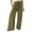 Army Green, variant on Women's Jeans High Waisted Wide Leg Flowy Culottes Pants Drawstring Elastic Comfy Loose Relaxed Fit Comfortable Trousers Army Green L