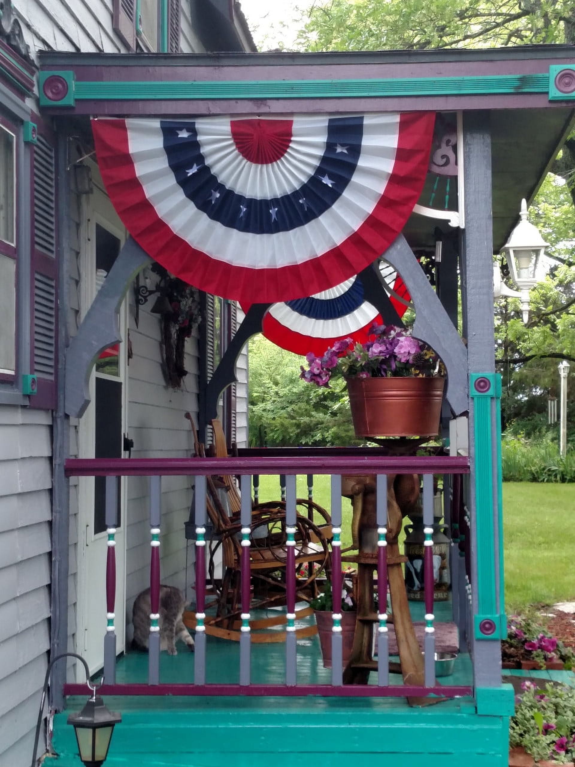 Old Glory Bunting – 1 1/2’ x 3’ Nylon USA Flag Bunting! Embroidered Stars and Stripes Patriotic Pleated Fan Flag Bunting Banner. Pleated Fans Made in the USA! Free Shipping Available!
