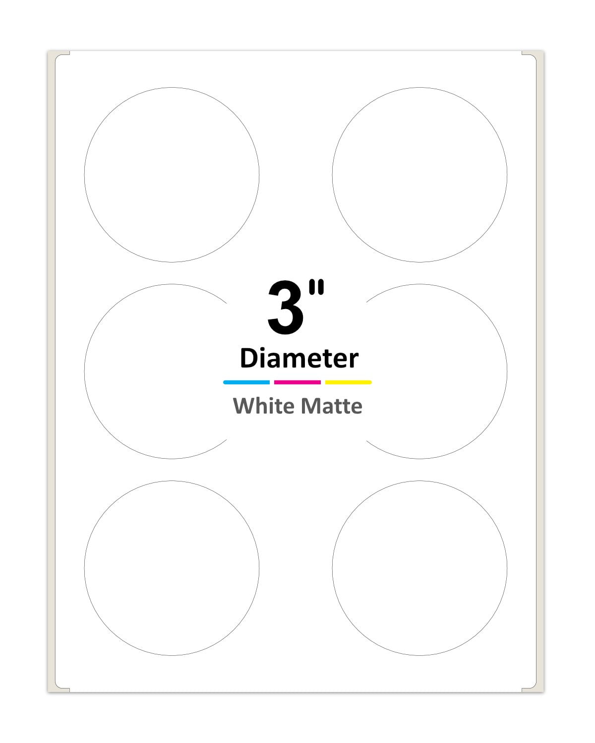 PACKZON 3 Inches Diameter Round Labels for Laser/Inkjet Printers, Permanent Adhesive, White Matte, Pack of 3000 Labels