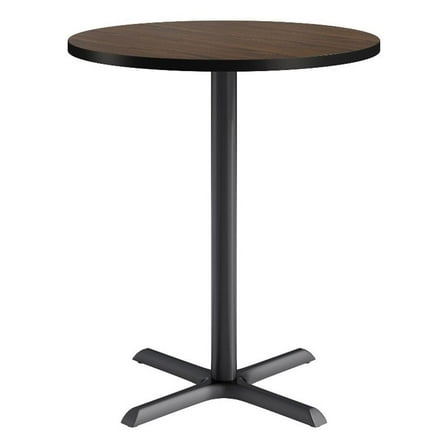 KFI Studios 36in Round Dining Table - 42in H - Walnut Top - Black Base