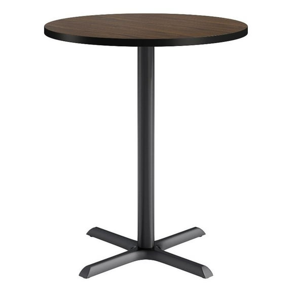 KFI Studios 36in Round Dining Table - 42in H - Walnut Top - Black Base