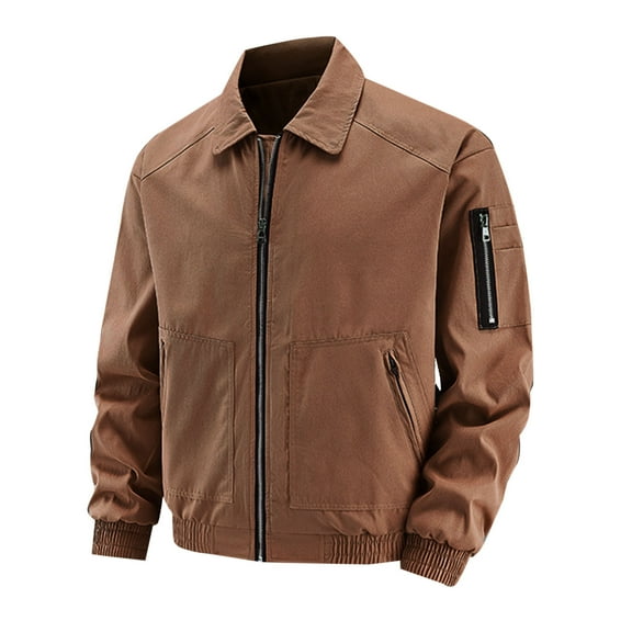 Yiliang Mens Suede Jackets Dress Zip Up Coat Thermal Heated Stock Jackets Neutral Color for Full Season Vibe ,Coffee,2XL