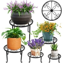 5-Pack Black Metal Plant Stand Set, Durable Rustproof Flower Shelf for Home