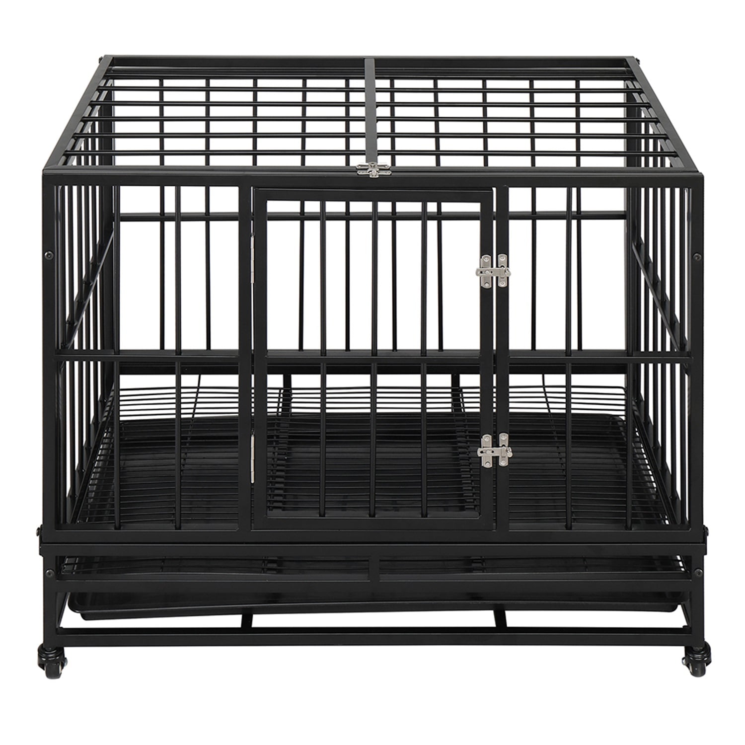 Pefilos 36" Heavy Duty Dog Cage Crate Kennel Metal Escape Proof Kennel, Dog Crate for Large Dogs, Rabbit Hutch with Tray, Black Pefilos 36" Heavy Duty Dog Cage Crate Kennel Metal Escape Proof Kennel, Dog Crate for Large Dogs, Rabbit Hutch with Tray, Black