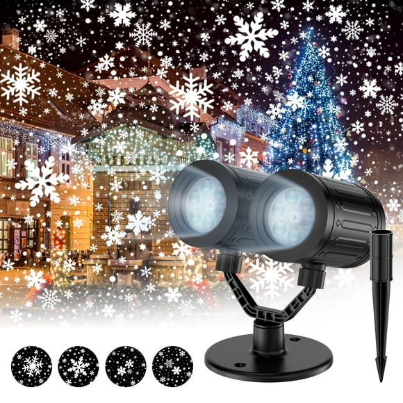Luces de proyector Afzdby Double Head Snowflake a prueba de agua