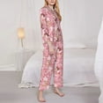 thumbnail image 3 of Fuzoiu Rose Flowers Print Women's Long-Sleeved Pajama,Lounge Button Down Nightwear,Womens Notch Collar Pajama Set-XX-Large, 3 of 7