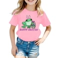 thumbnail image 1 of PMVFHDE T-Shirts Graphiques pour Filles Hauts Grande Taille Hauts d'Été pour Filles Tunique à Manches Courtes pour Fille Hauts à Manches Courtes pour Filles Lettre Col Rond Manches Courtes T Rose, 8-9 Ans, 1 of 3