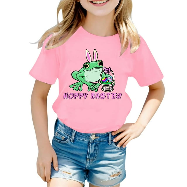 Hauts et T-Shirts pour Filles - T-Shirt Décontracté à Manches Courtes et Col Rond avec Lettres pour Filles, Usage Quotidien, Tissu Confortable, Design Élégant, Mode Polyvalente