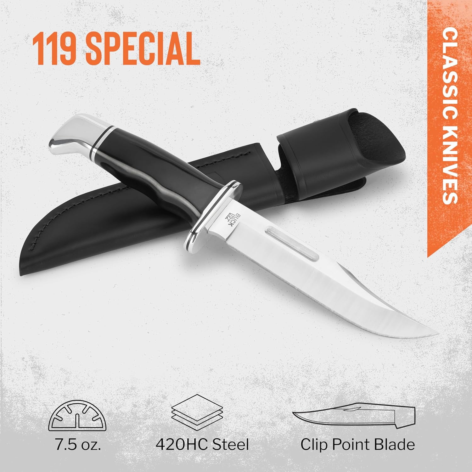 Buck Knives 119 Special Hunting Knife, 6" Fixed Blade, Phenolic Handle, 7.5 oz