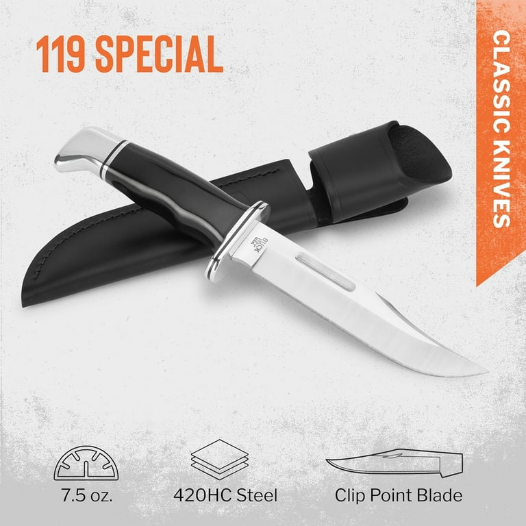 Buck Knives 119 Special Stainless Steel Hunting Knife with Leather
