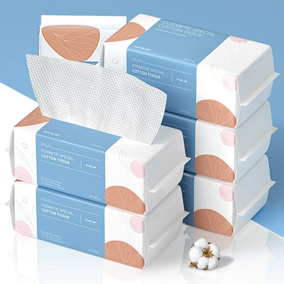 PoeticEHome Disposable Face Towel 600ct - Cotton Face Tissue Cosmetic Dry Wipes