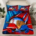 thumbnail image 2 of jejeloiu Baseball Game Lovers Full Size Sheets,Ball Sport Helmet Bed Sheets,Red Blue Sheet Sets For Kids,Luxury Bedroom Decor,4-Piece, 2 of 7