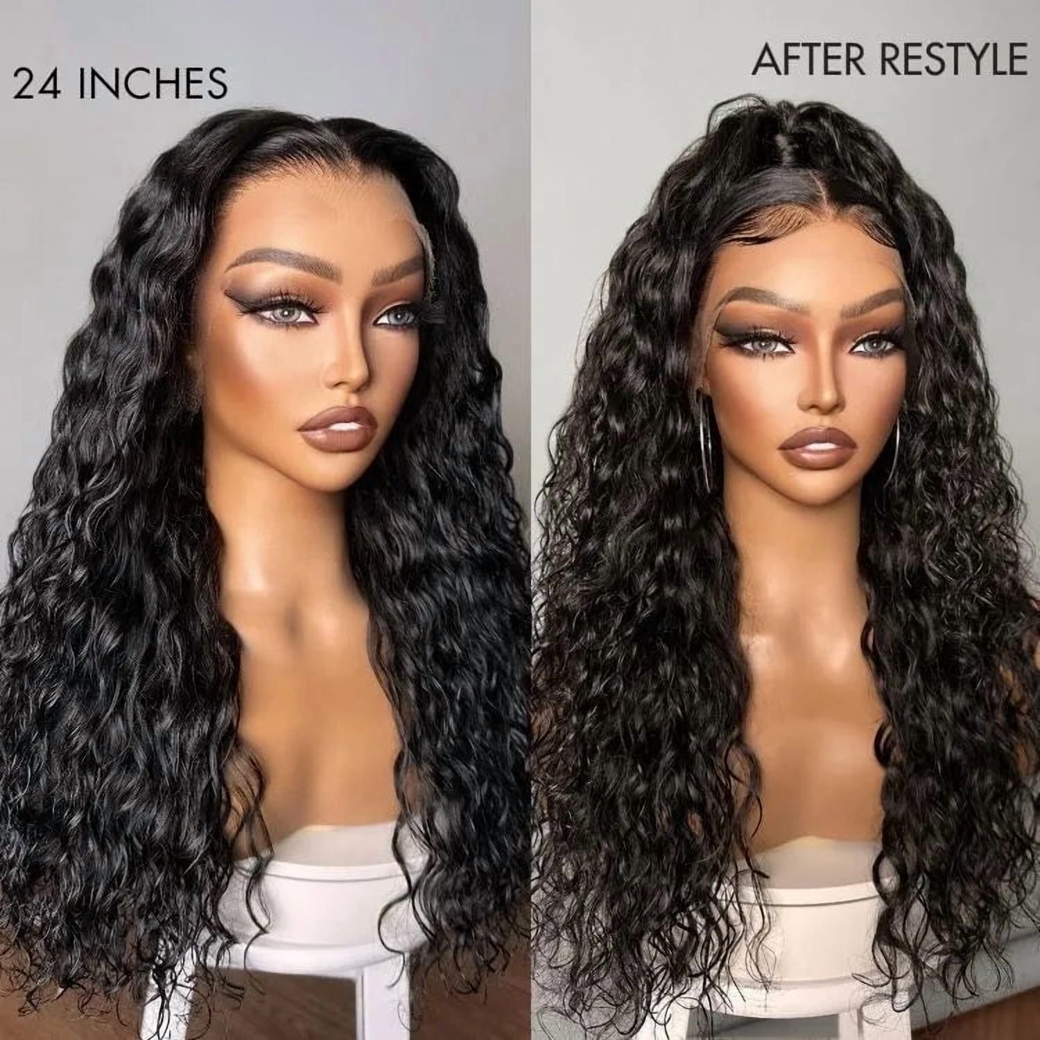 LUVME 26" 180% Density Water Wave 13x4 HD Lace Front Free Part Glueless Human Hair Wig Pre Cut Lace for Women 1pc