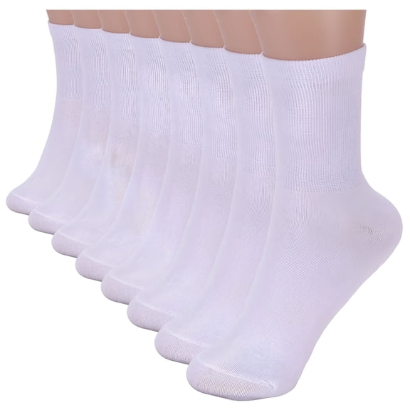 TELOLY 8 Pairs Women's Thin Cotton Crew Socks Soft Athletic Work Crew Socks Women's Sports & Recreation Socks, White