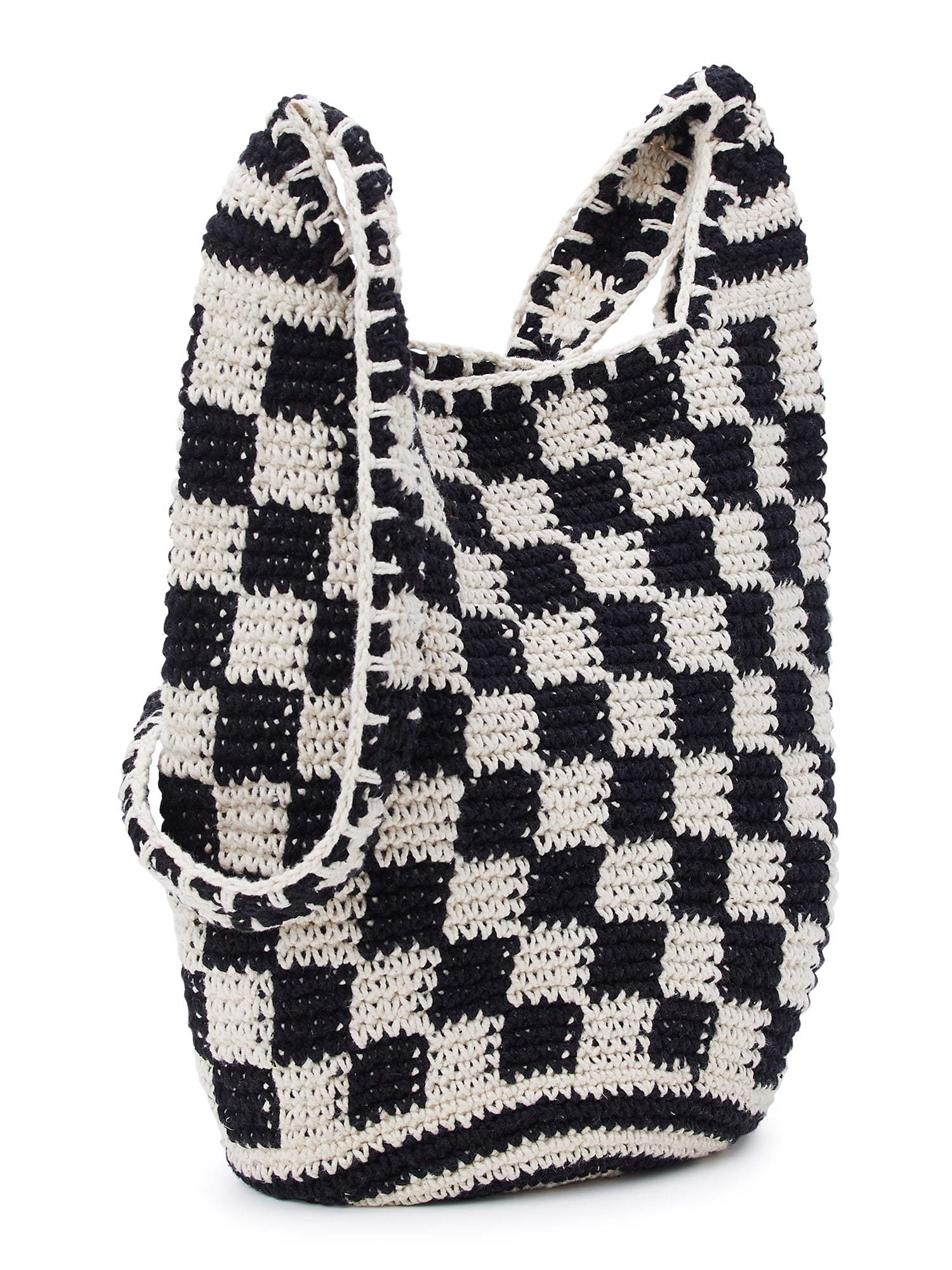 No Boundaries Women's Festival Crochet Tote Bag Tan Multi Stripe