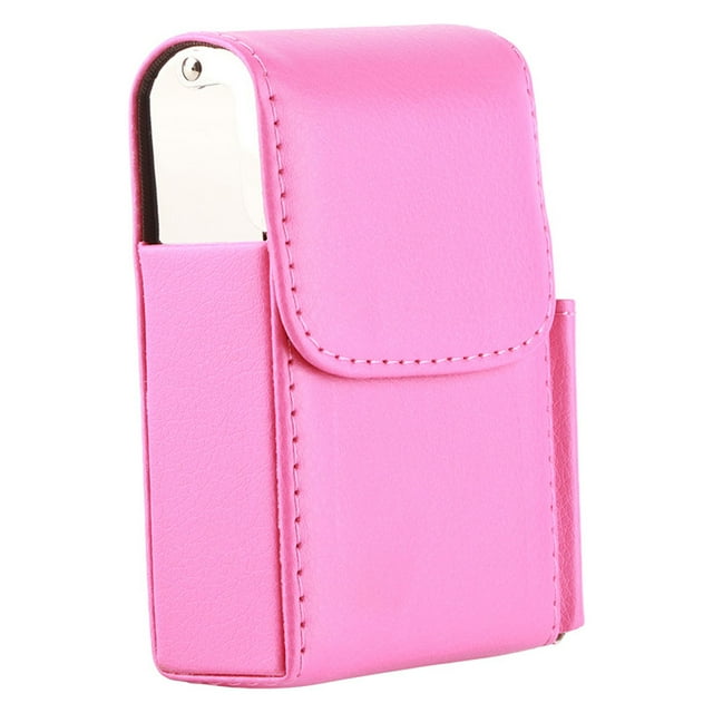Cigarette Storage Case - Portable Cigarette Case PU Leather Tobacco Pouch Lighter Holder Storage Box Container (Color : Rose Red)