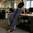 thumbnail image 5 of Oiangi Flare Work Pants for Women High Waisted Bell Bottoms Dress Pant Fall Casual Business Office Slacks with Pokcets Dark Gray 2XL, 5 of 8