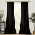 thumbnail image 2 of NICETOWN Black Blackout Curtains Velvet Drapes for Bedroom, Thermal Insulated Noise Reducing Soft Vintage Luxury Heavy Drapes 52x90 inch 2 Panels, 2 of 8