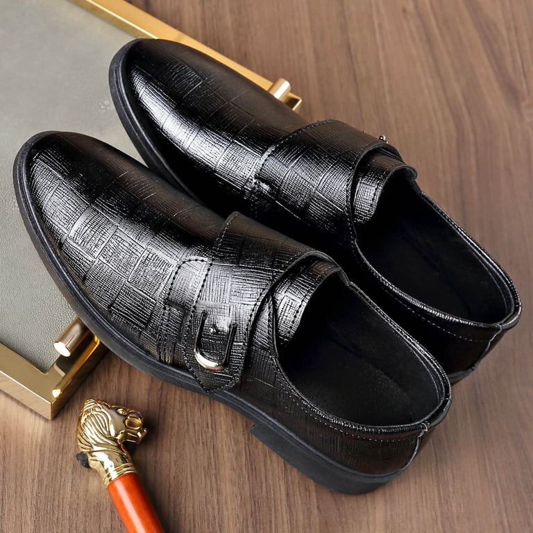Men\'s Black Leather Slip-On Loafers - Classic Comfort Amazon.com | LUODENGLANG Men main image 4