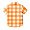 thumbnail image 5 of JTSRKL Boys Short Sleeve Plaid T-Shirts Loose Fit Casual Summer Button Down Shirts Lightweight Comfy Basic Cotton Tops with Pockets Orange 10-11 Years, 5 of 7