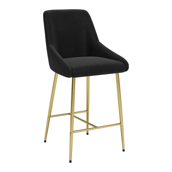 Zuo Modern Madelaine Counter Chair Glam Design, Kids, Black & Gold (Set of 1)