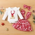 thumbnail image 3 of Newborn Baby Girl Clothes Long Sleeve Romper Top Suspender Ruffle Skirt Set Baby Girl Overall Dress 0-3 Months, 3 of 10