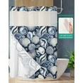 thumbnail image 2 of No Hook Shower Curtain with Snap-in Liner, Navy Blue Coastal Waterproof Fabric Bathroom Curtains, Grey Shell Conch Nautical Summer Beach Bath Curtains & Mesh Top Window 60"x72", 2 of 6