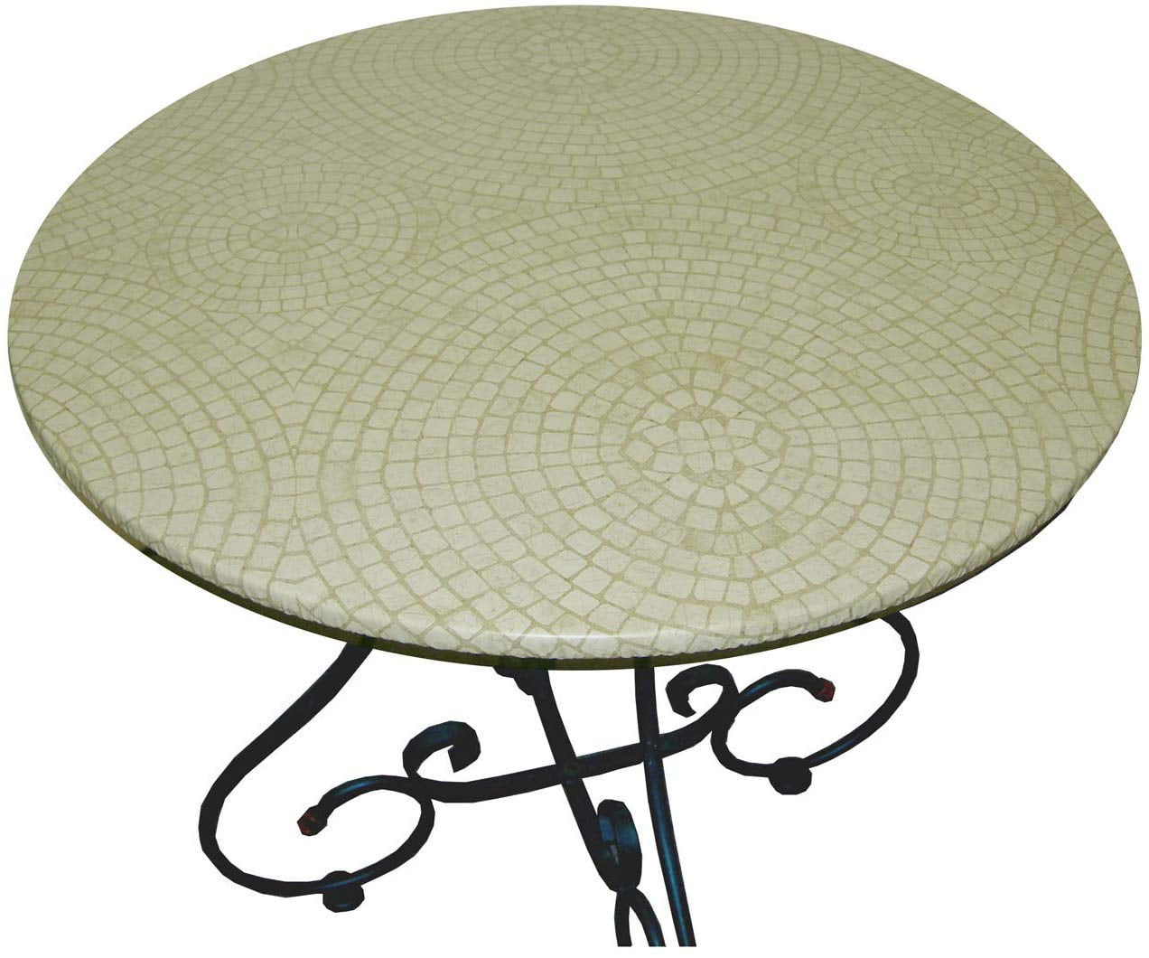 Fitted Vinyl Table Cloth Round with Elastic Edge Fits 48 Inch to 60